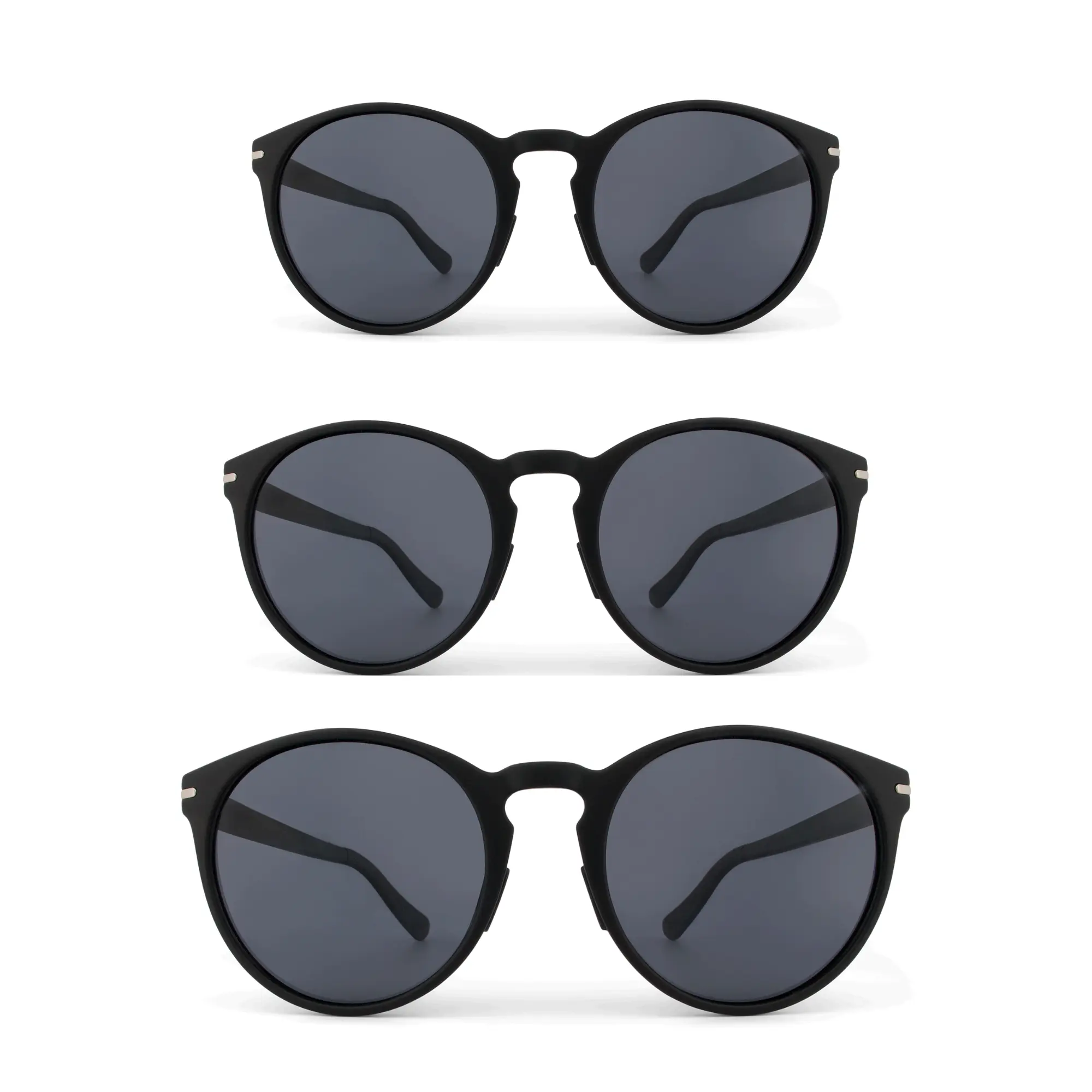 Honey Blackberry S-M-L Unisex Matte Black Round Sunglasses with Dark Grey Polarized Lenses for Comfortable Fit and Style