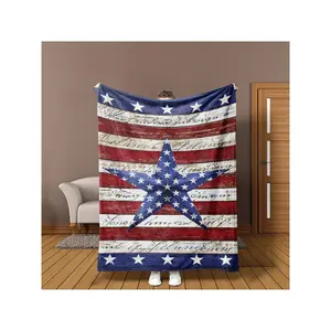 American Vintage Distressed Throw Blanket - Soft Thick Warm Cozy Bedspread Suitable Home, Sofa, Bed & Car - All-Season Comforter With Distressed Design - Easy Care Vintage Americana Bed Cover