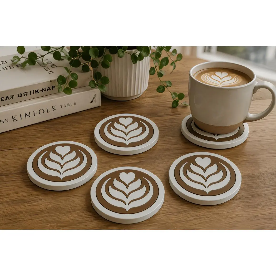 6Pcs Coffee Cup Coasters with holder