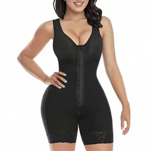 Women's Fajas Colombianas Shapewear Full Body Shaper Butt Lifter with Zipper Crotch Black V Neck Everyday Style Fit Colombian Activewear Athletic Minimalist Sportswear