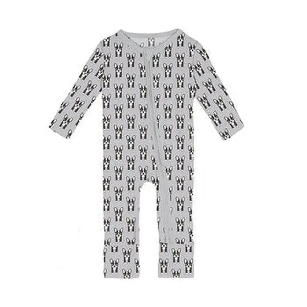 Kickee Pants Print Convertible Coverall, Dove Bulldogs