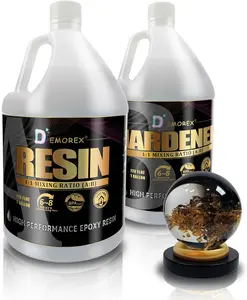 Demorex Epoxy Resin 2 Gallon Kit, Upgraded Crystal Clear Resin Epoxy Food Safe, Self Leveling & Bubble Free Epoxy Resin with Anti-Yellowing for Coating, Casting, Molds, Jewelry Making, DIY candle mold