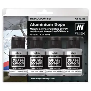 Acrylicos Vallejo  32 ml Model Color-Metal Aluminium Dope - Pack of 4