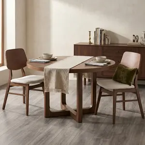 Novara Dining Chair Set with Curved Panel Back Padded Seats By FOA Mid Century Modern Design Durable Wood Construction Set of Two Chairs