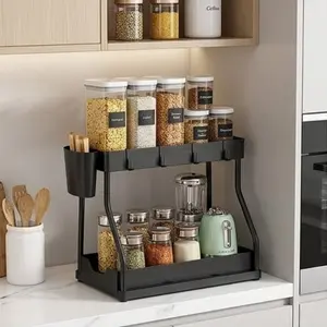 2-Tier Under Sink Sliding Drawer Organizer, Multi-Purpose Home Storage Rack for Bathroom, Kitchen Cabinet, Pantry & Countertop Cleaning Supplies