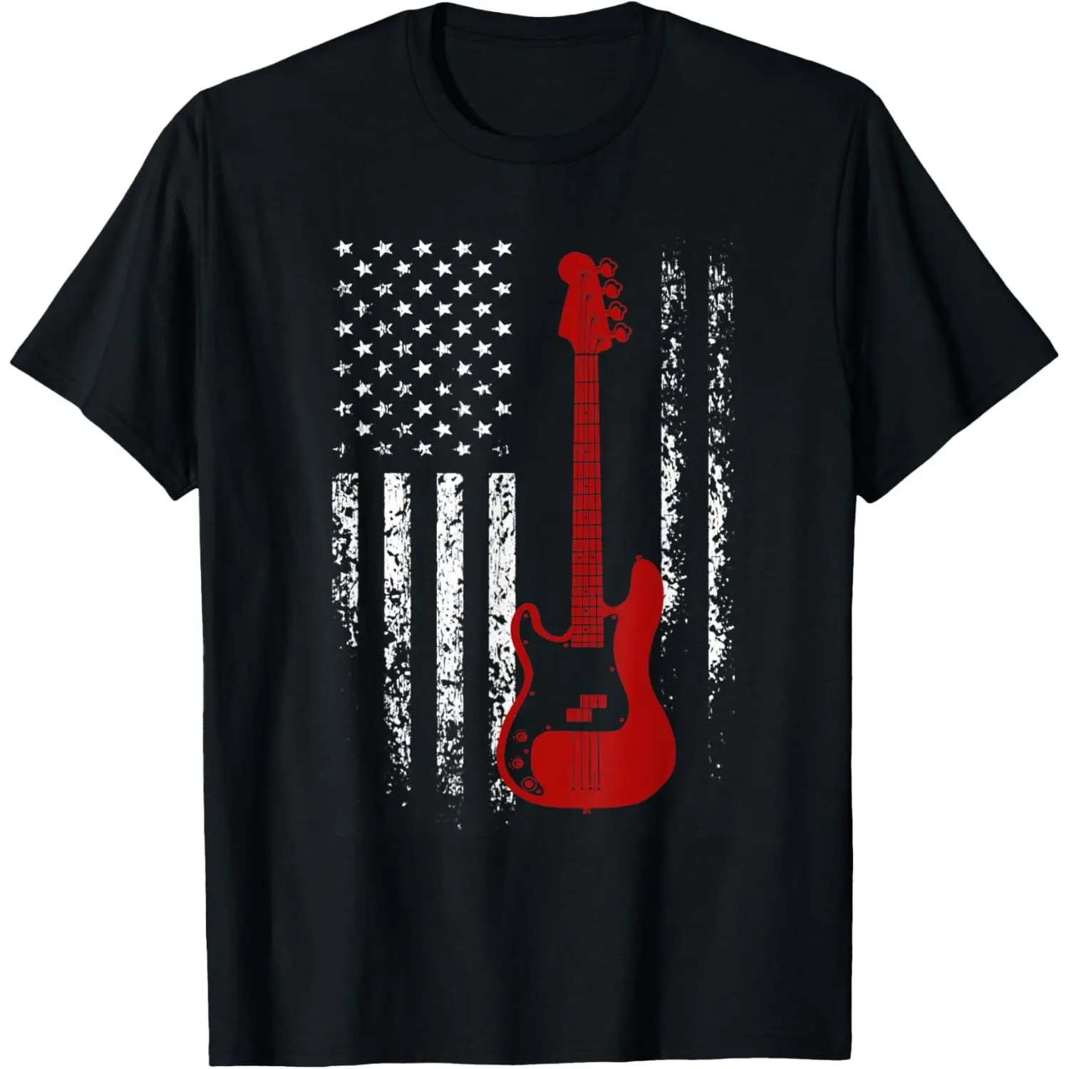 Bass Guitar American Flag Bass Guitar t Shirt Women Men T-Shirt Pure Cotton Graphic Tees Menswear Top: Gifts for Men & Women