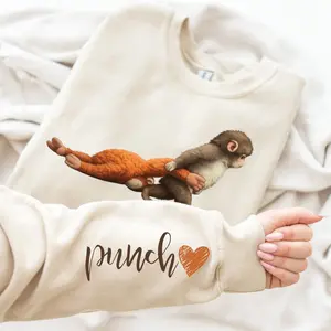 Monkey Punch Sweatshirt – Viral Baby Monkey Plush Hoodie – Cute Meme Animal Gift