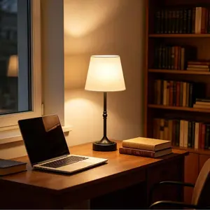 Vintage Cordless Touch Table Lamp Rechargeable LED Bedside Lamp With Fabric Shade 3 Color Changing Dimmable Wireless Battery Operated Desk Lamp For Bedroom Living Room Dining Room Home Lighting