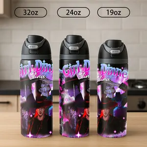 AuraCup 1pc 19/24/32oz SAJA Boys Anime Tumbler with Handle and Lid, Double Wall Stainless Steel Vacuum Cup, Keep Hot 12H / Cold 24H, Leakproof Insulated Travel Mug, Stylish Kpop Idol Gift for Fans, Friends, Daily Coffee, Office, Outdoor, KPop Demon Hunter