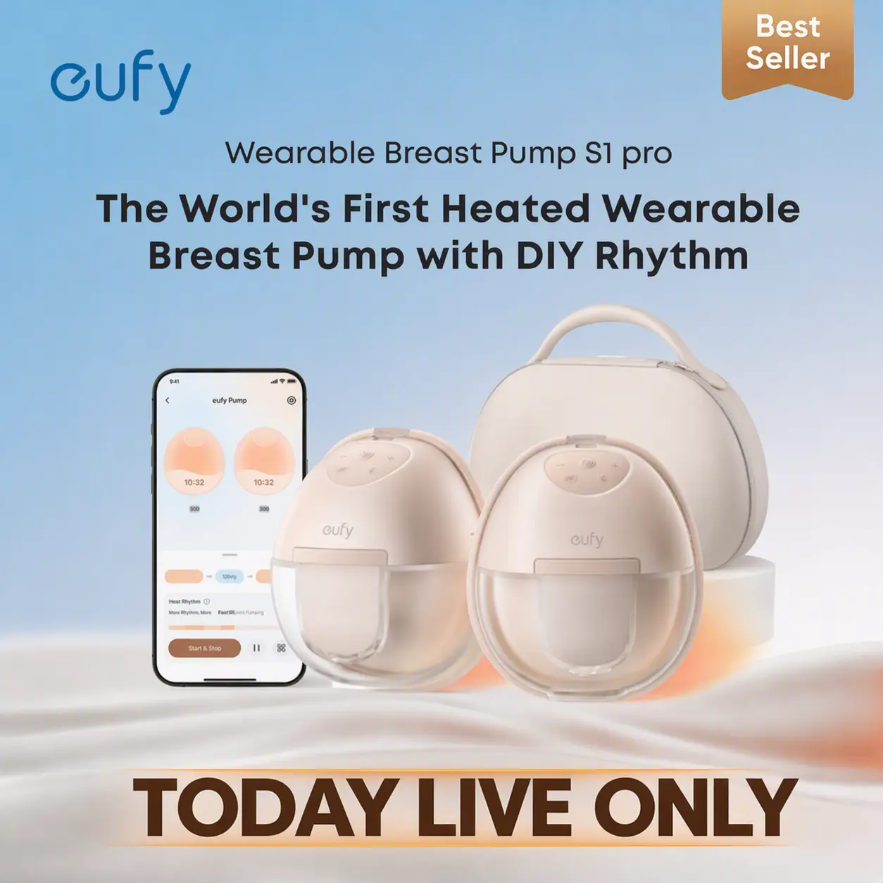 [LIVE] eufy S1 Pro Heated Wearable Breast Pump, Hands-Free Breast Pump with Industry-Leading HeatFlow Tech, App-Controlled OptiRhythm, Hospital-Grade Suction, Leakproof, Slim and Ultra-Quiet for in-Bra Use