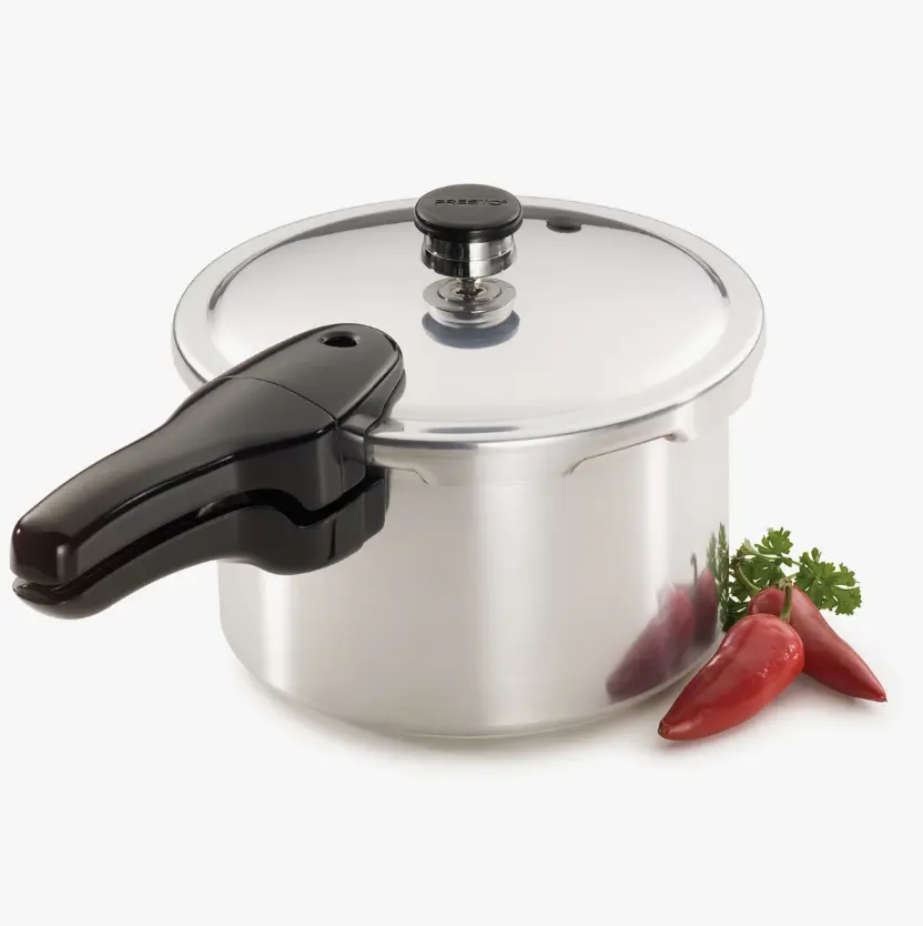 National Presto Aluminum 4-Qt Pressure Cooker, Stovetop Pressure Canner with Secure Locking Lid, Heavy Duty Aluminum Cooking Pot for Meat, Chicken, Beans, Vegetables, Soups, Stews and Fast Everyday Meals