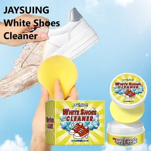 JAYSUING White Shoes Cleaner 100g Solid Shoe Cleaning Cream for Cleaning Removing Dirt Dust and Brightening Leather Shoes and White Shoes With Sponge Suitable for All Stains Cleaning Supplies