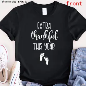 Pregnant at Thanksgiving Tee – Extra Thankful This Year Maternity Shirt for Fall