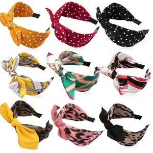 6Pcs Hair Accessories Leopard Print Rabbit Ears Knotted Wide Version Headband Going Out Disc Hair Card Headband Jewelry Polka Dot Female