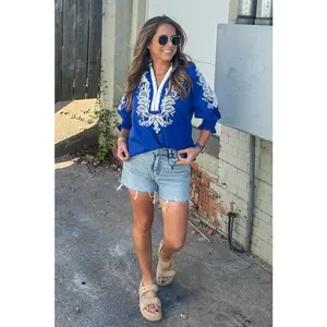 Seaside Strolls Top-Indigo