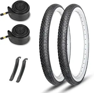 26x2.125 Cruiser Bike Tires: MOHEGIA 2-Pack 26 Inch Folding Tires with Pair Bike Tubes & Tire Levers Replacement Set for Beach Cruiser and Urban Commuting Bicycle