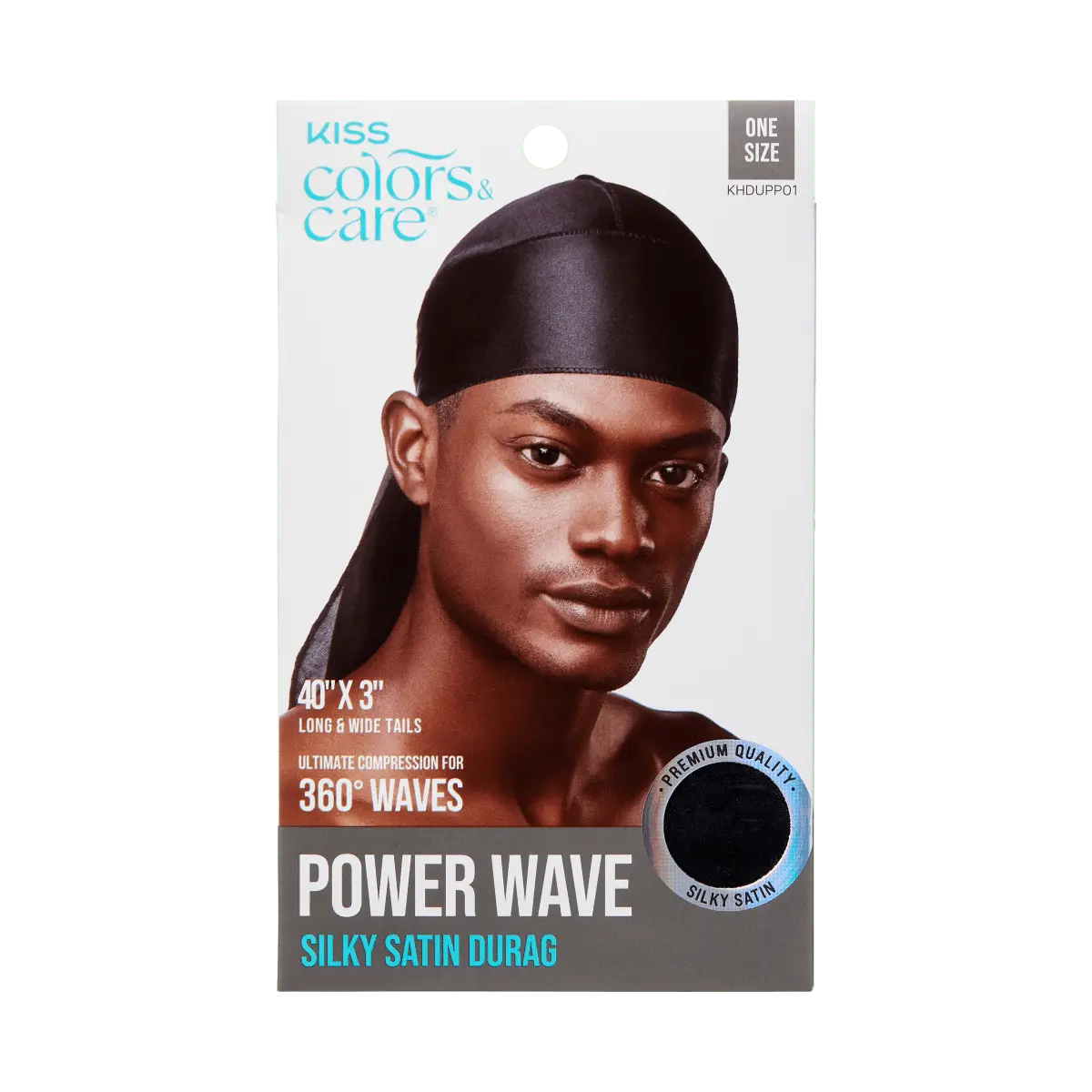 Kiss Colors & Care Power Wave Silky Satin Durag - Black | Silk Durag, Wave Cap, One Size, Hair Accessories