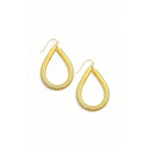 Coil Spring Teardrop Wire Hoop Earrings