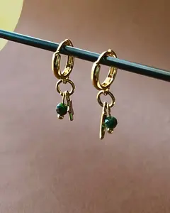 Dreamer Gold Plated Brass Hoops with Zoisite
