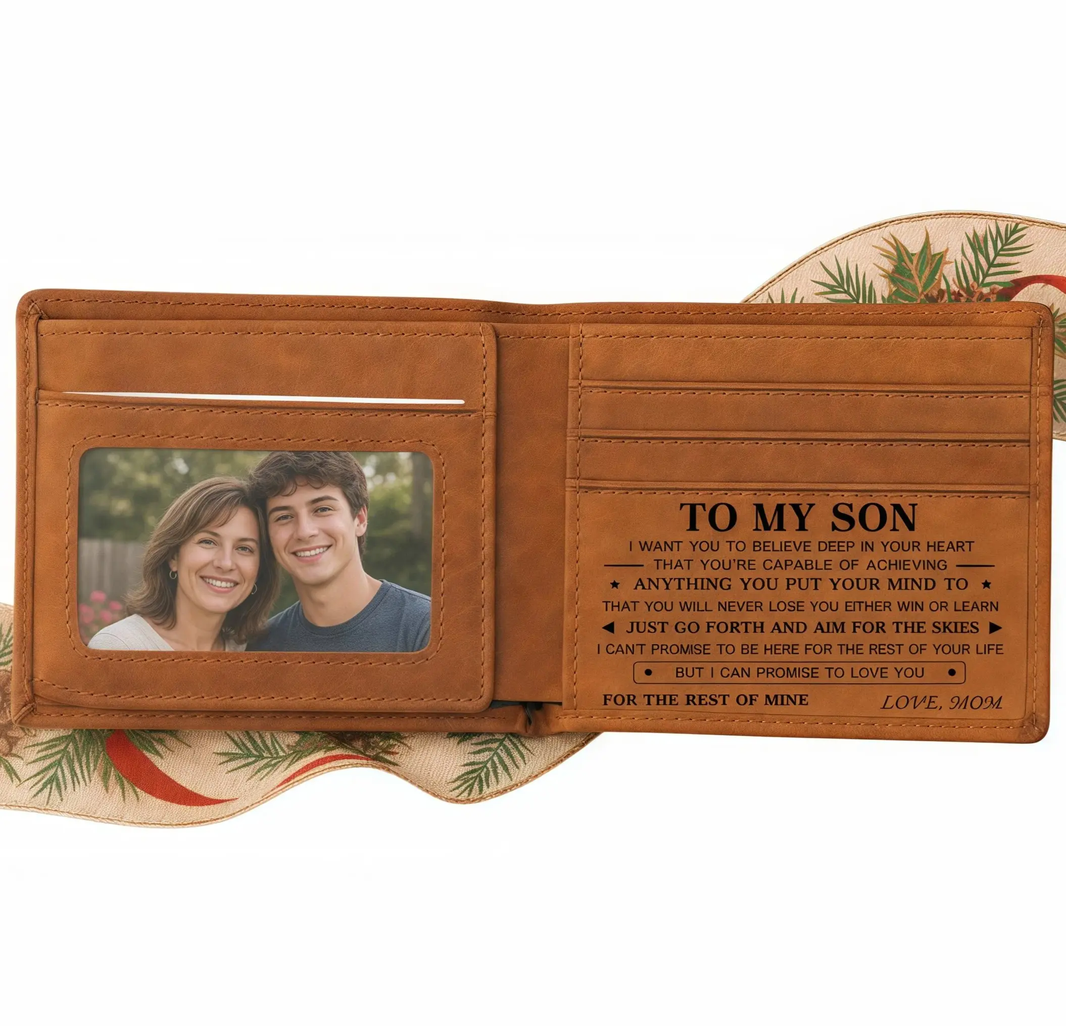 Motherhood-DUJO Engraved Wallet For Son-You Will Never Lose-Leather Wallet-Summer Outfits-Men's Wallet--Personalized Christmas Gifts To Son-boymom-Personalized Tri-Fold Wallet,Birthday gift for a boy,Son Gifts for Teen Boys