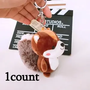 Cute Nut Big Tail Baring Tooth Squirrel Plush Toy Pendant Small Doll Car Keychain School Bag Pendant