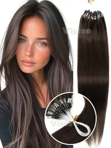Micro Loop Human Hair Extensions, 50pcs Per Pack, 30g Per Pack, Includes Installation Silicone Rings, Enhances Hair Volume & Length, Real Hair Extensions