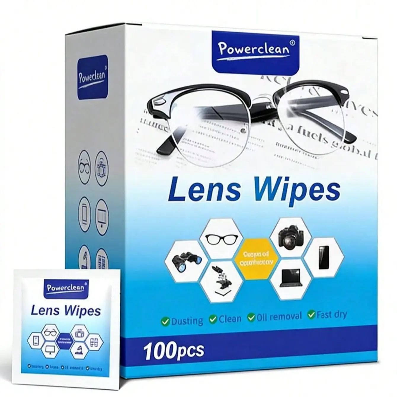 100pcs Disposable Eyeglass Cleaning Wet Wipes, Moisturizing Lens Cleaner, Portable & Compact, Ideal for Glasses, Smartphones, Cameras