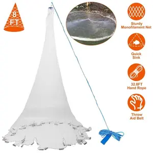 Hand Cast Radius Fishing Net, Heavy Duty Bottom Spread Cast Net with Chain Sinker Easy Throwing Design-3331 robotic lure