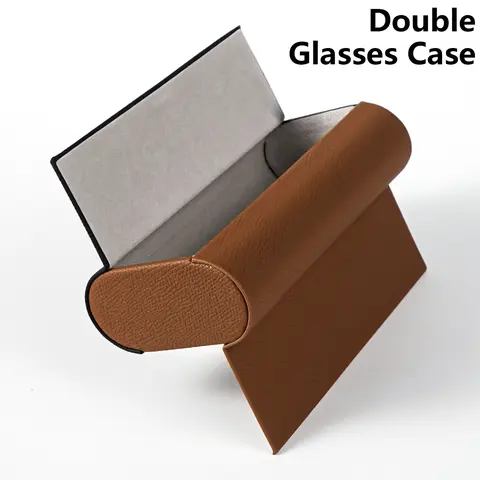 Double Layer Eyeglass Case, Durable Faux Leather, Magnetic Closure, Holds Two Pairs, Unisex Glasses Storage Box, Fashionable and Convenient, Glasses Holder, Eyeglasses Holder