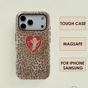 MagSafe/Tough Case SOPHIE Leopard Print Heart Phone Case | Trendy iPhone Cover Premium Film 2 in 1 Phone Case - Durable, Shock Absorbing and Stylish Protection - Compatible with iPhone 17 16, 15, 14, 13, 12, 11, Plus, Pro, Pro Max