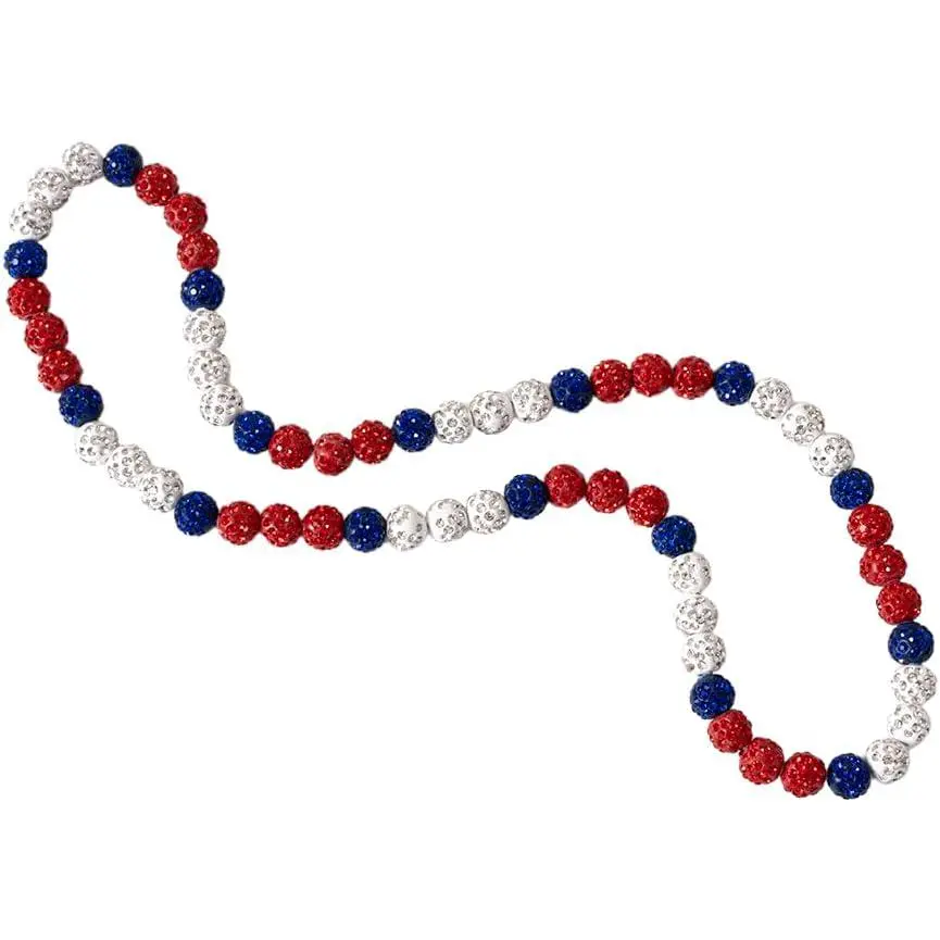 Baseball Ice Collection Fashion Accessory Necklace for Boys/Men/Kids, Adjustable Durable Sparkly Elastic Bling Beaded Rhinestone Drip Game Day Gift