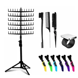 Professional Hair Braiding Rack Stand 144 Peg Hair Extension Holder Organizer with Adjustable Tripod Base for Salon and Home Braiding