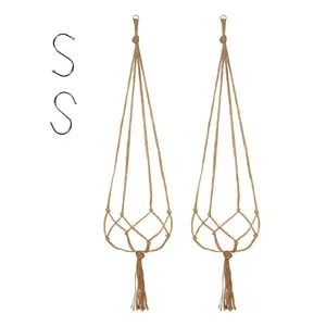 Bamworld Hanging Plant Pot Macrame Plant Hanger for Indoor and Outdoor Use, Decorative Hanging Basket for Balcony, Window, Living Room, Garden, Fits Various Flower Pots