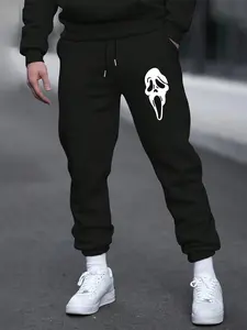 Ghostface Graphic Geometric Pattern Unique Print Joggers - Horror Movie Casual Sweatpants