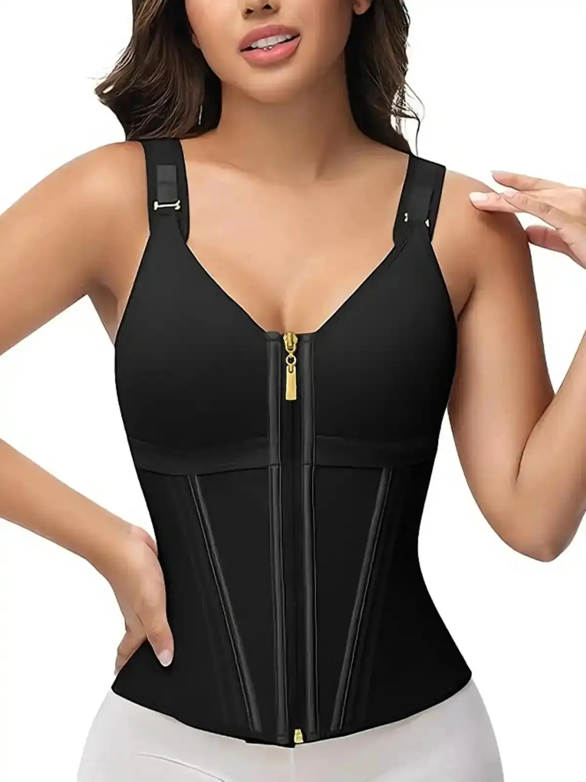 Waist Shapewear for Women with Bra Tummy Control Trainer Corset Clip and Zip Girdle Workout Adjustable Shoulder Strap Solid Color Tops romantic seductive refined street style on trend sleepwear