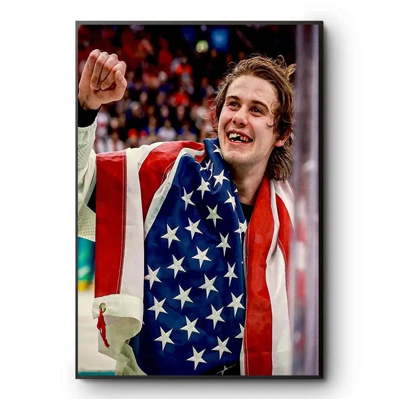 Jack Hughes Art Print - Ice Hockey Champion Poster, Gift Poster