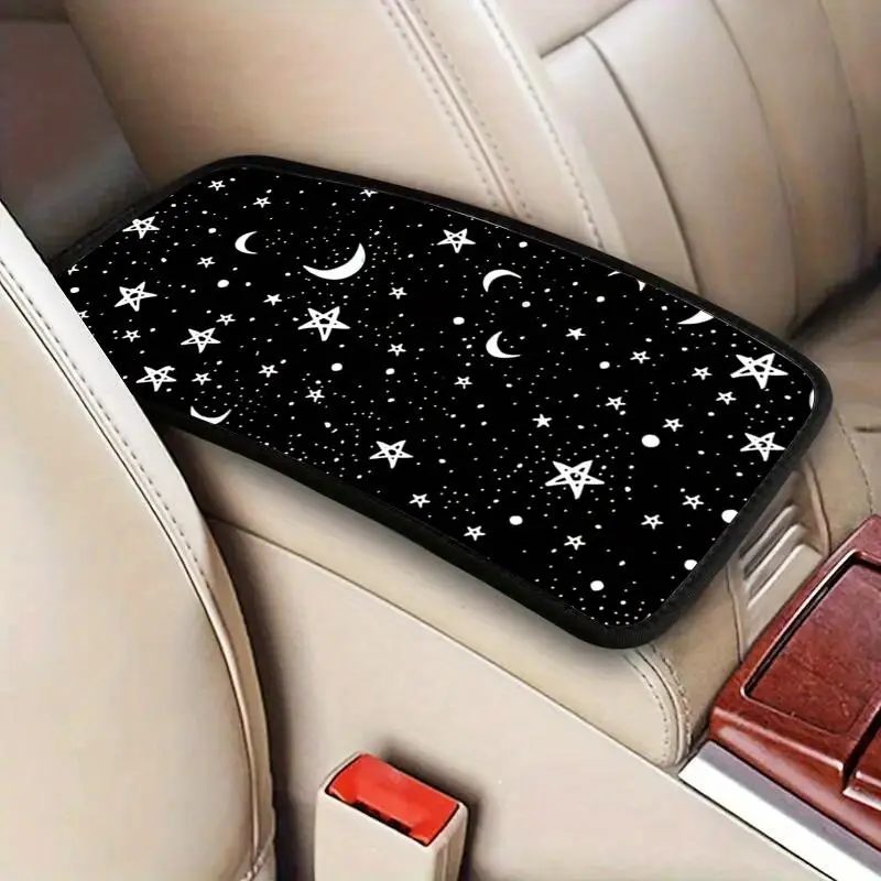 Star & Moon Pattern Car Armrest Box Pad, Car Armrest Box Cushion, Car Armrest Box Cover Protector, Car Decoration Accessories, Car Interior Decorative, Car Interior Accessory, Aesthetic Car Accessory