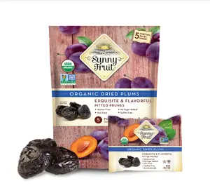 Sunny Fruit Soft Organic Pitted Prunes - 1 Bag (5 Individual Portion Packs) | No Preservatives, No Sugar Added | Healthy, Convenient Dried Plums Snack Packs | ORGANIC, NON-GMO, VEGAN, HALAL, KOSHER