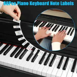 Easy Piano Note Labels for Beginners, Removable Silicone Keyboard Guide, Large Bold Color-Coded Letters, Reusable for 88/76/61 Key Pianos