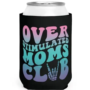 Over stimulated Moms Club holder sleeve Gift for Mom Mothers Day Can Coolie Drinkware Mug Tumbler Cup Bottles Portable Black Cold-Hot Insulator party