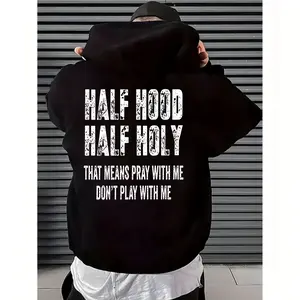 Half Hood Half Holy Pray Hoodie With Me Don't Play With Me Shirt Casual Street Style Pullover Hooded Sweatshirt for Women for Men, Perfect Gift Menswear