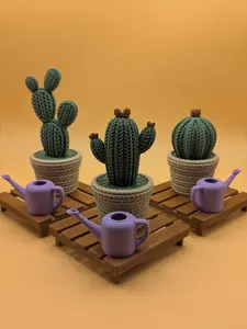 3D Printed Crochet-Style Mini Cactus | Cute Desk Plant (3 Styles Available)