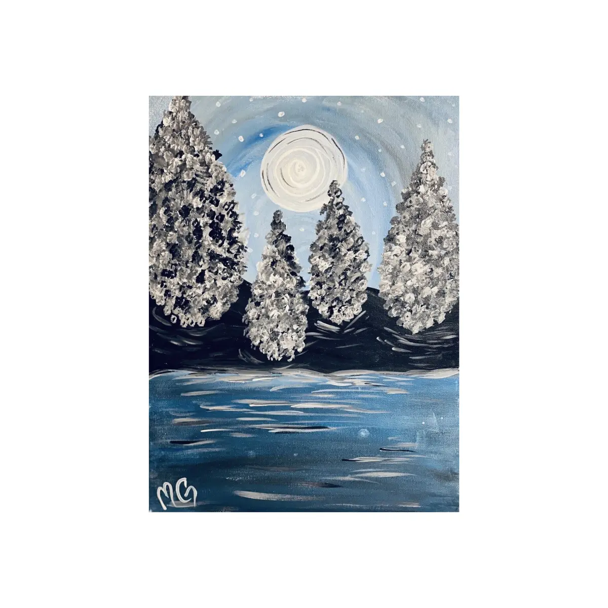 Canvas n Cup Acrylic Painting Kit Supply Kit & Video Tutorial - Frozen Lake Painting