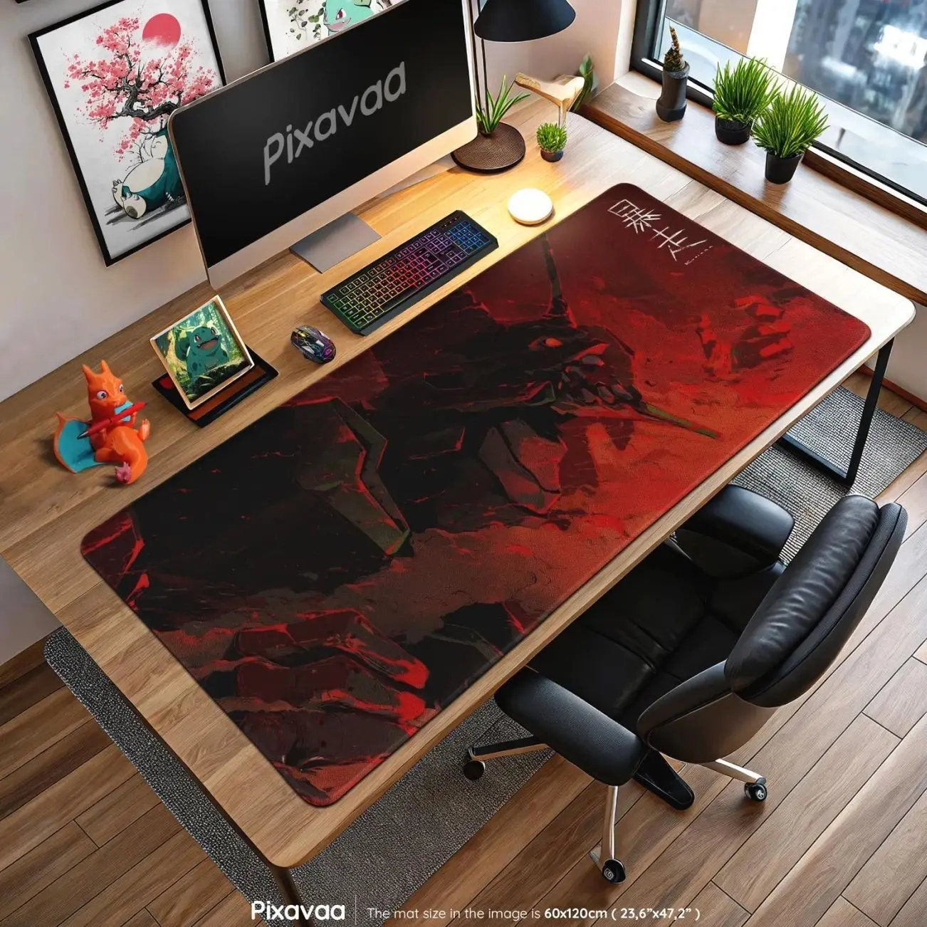 Evangelion Berserk Unit-01 Mouse Pad - Rage Mode Mecha in Red Chaos, Anime Gaming Desk Mat, EVA Fan Gift