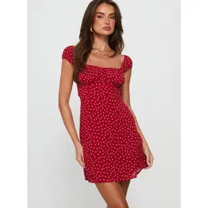 Tricia Cap Sleeve Mini Dress Red Floral