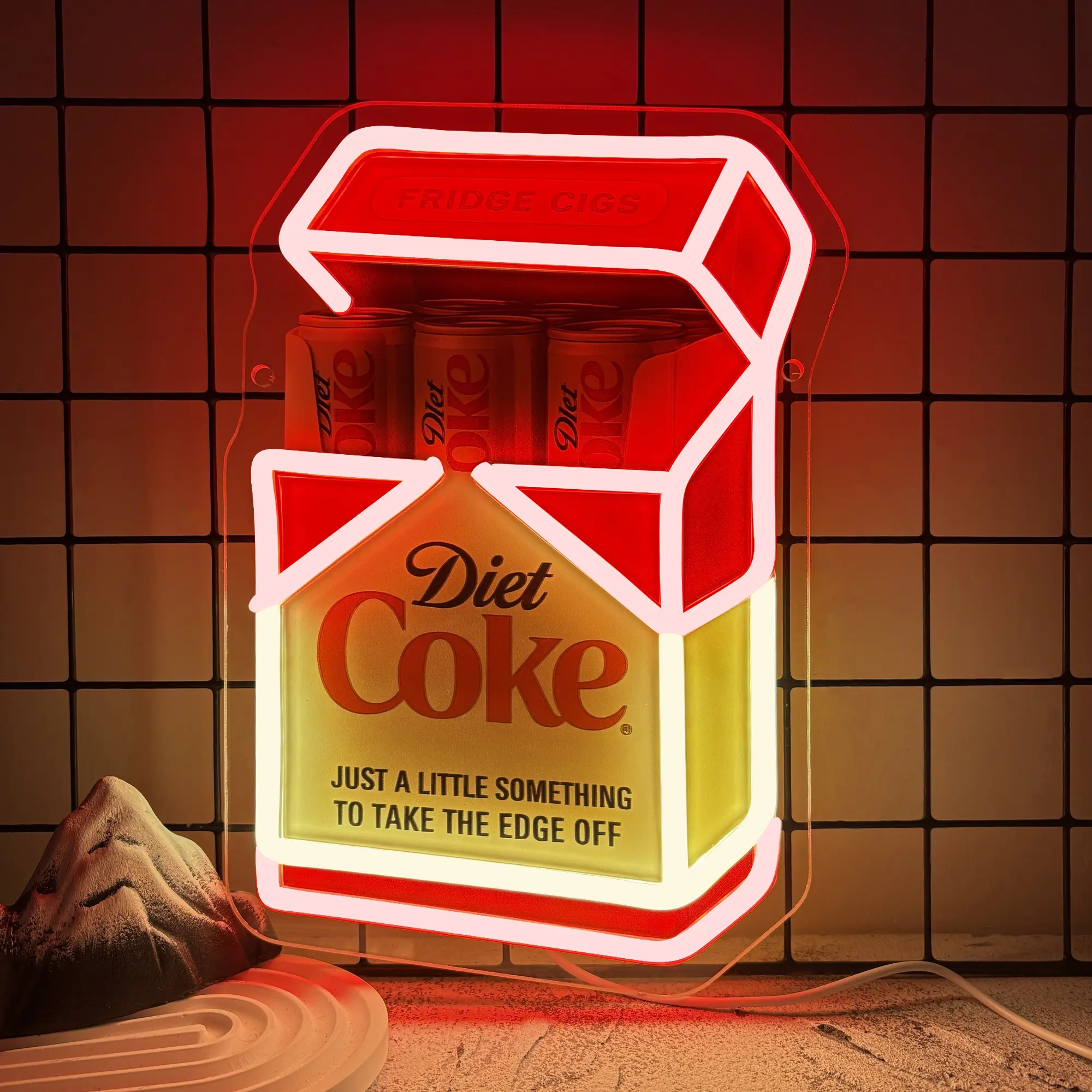 Fridge Cigs Neon Sign，Dimmable Drink Light for Wall Decor, Decor Neon Signs for Business Man Cave, Bar, Shop, Bedroom, Gifts for Christmas, Birthday