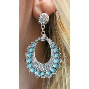 Turquoise Earrings Hollow cut out