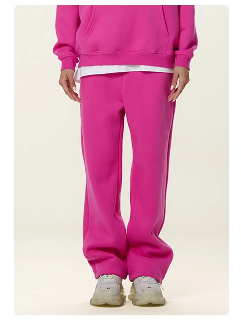 Vintage Street Style 350G Fleece Joggers for Men, Solid Color Elastic Cuff Loose Wide Leg Casual Sports Sweat Pants