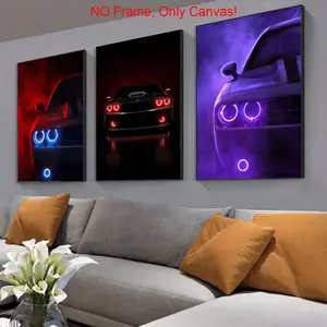 Car Pattern Canvas Poster without Frame, Canvas Prints, 3 Counts Creative Car Pattern Wall Art, Wall Decor for Home Living Room Bedroom Office, Unframed Painting