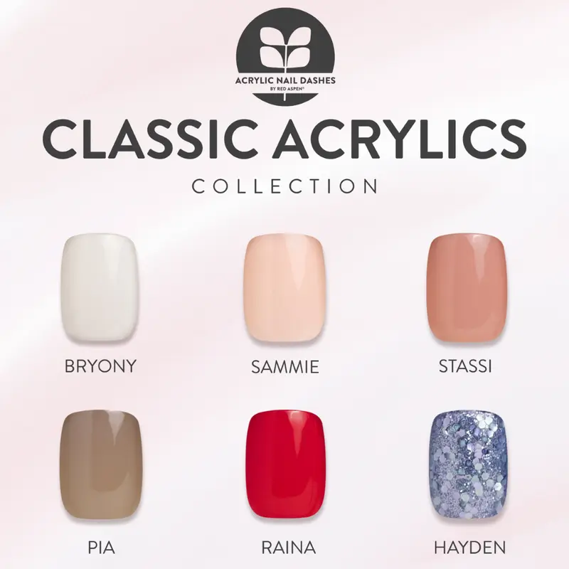 Red Aspen Classic Acrylics Press On Nails Collection Salon-Quality Damage-Free 2-Week Wear Nail Dashes